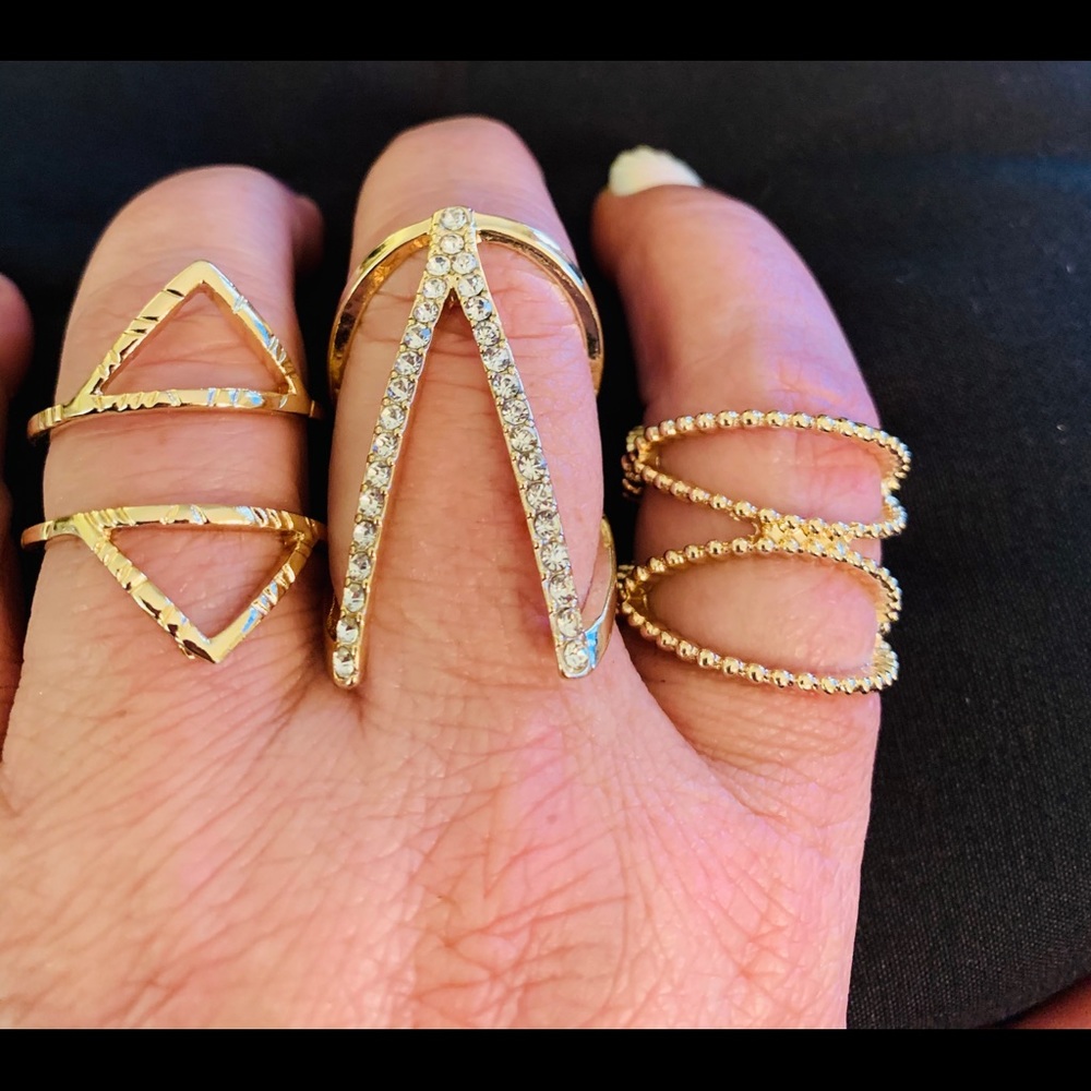 NWOT Set of 3 Gold  toned bling rings